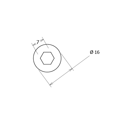 Tube hexagonal 16x7